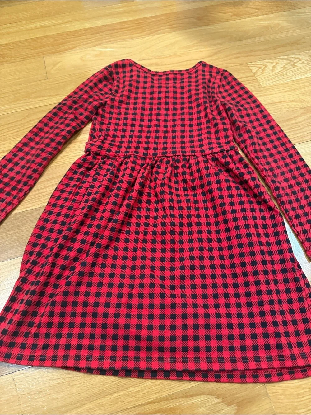 Cat & Jack girls red buffalo print dress with pockets size small (6/6X) .